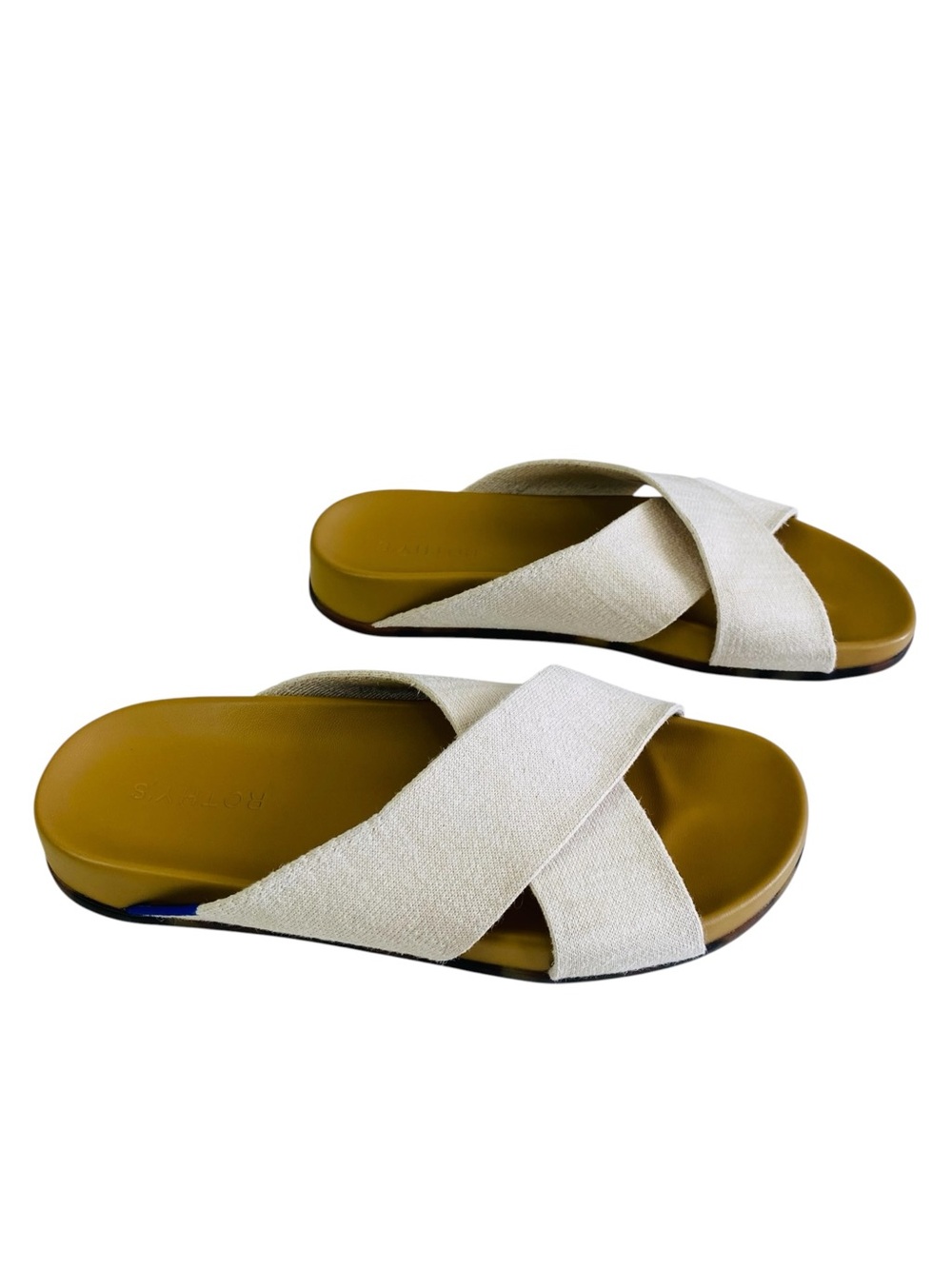 Rothy’s The Weekend Slide Sandals In Hemp Oat Cream Size 9